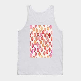 Watercolor Leaf Pattern in Autumn Colors Tank Top